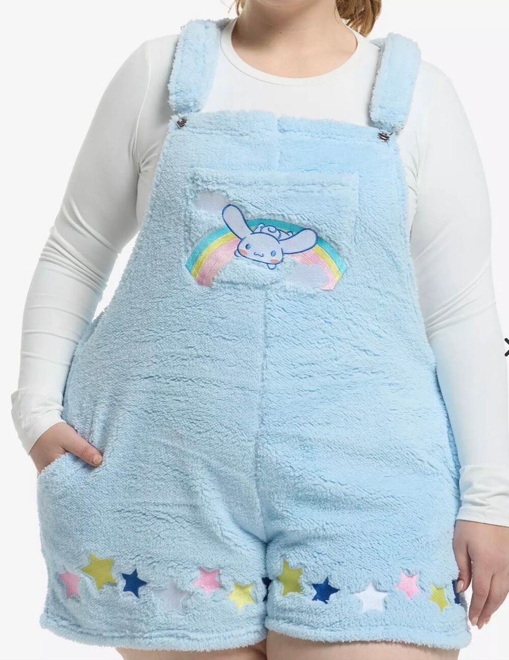 Sanrio Cinnamoroll Stars Sherpa Shortalls Plus Size 2 Nwot